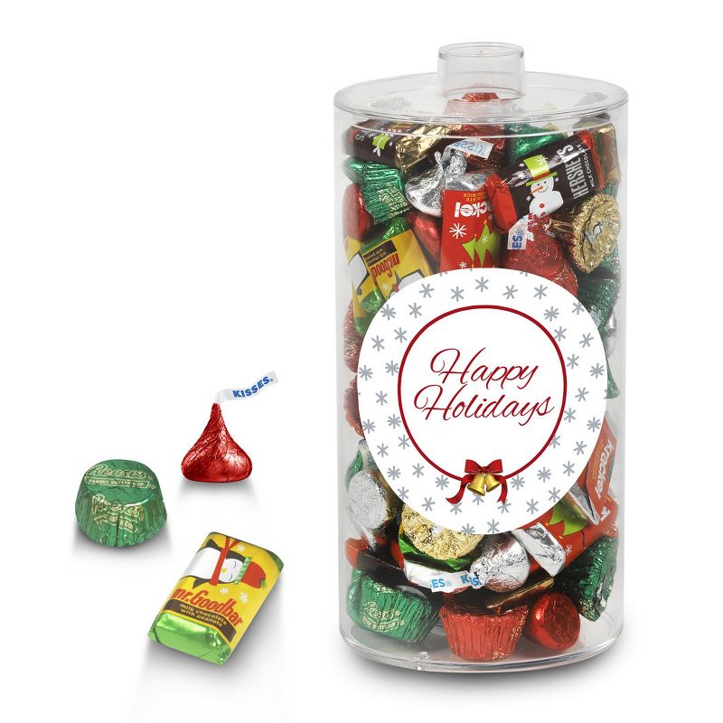 130 pcs Christmas Gift Tin with Hershey's Holiday Chocolate Candy Mix (2 lb), 1 of 2