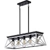 VYNXARIA 32" Black and White Industrial 5-Light Pendant Chandelier,Modern Metal Cage Design (No Bulbs) - 3 of 4
