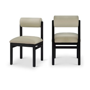 Meridian Furniture,Roundhill Taupe Vegan Leather Upholstered Dining Chair, Set of 2 - 1 of 4