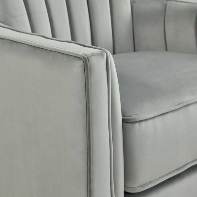 Contemporary Royale Gun Metal Velvet Swivel Accent Chair