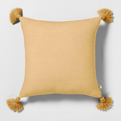 Throw Pillow Yellow With Tassels 