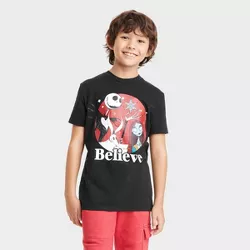 Kids' Disney The Nightmare Before Christmas Believe Short Sleeve Graphic T-Shirt - Black