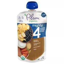 Plum Organics Mighty 4 Organic Banana Blueberry Sweet Potato Carrot Greek Yogurt & Millet Baby Food - (Select Count)