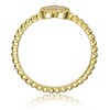 Guili 14k Yellow Gold Plated with Mother of Pearl & Cubic Zirconia Beaded Band Promise Stacking Ring - 2 of 3