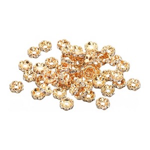 Unique Bargains Rhinestone Small Round Bulk Glass Spacer Beads for Jewelry Making Yellow 0.24" 200 Pcs - 1 of 4