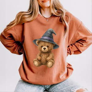 Watercolor Witchy Bear - Womens Lightweight Garment Dyed Sweatshirt - 1 of 2