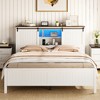 Wooden Farmhouse Platform Bed Frame with Sliding Barn Door, Storage Bookcase Headboard, Built-in LED Ambient Lights, Noise Free,No Box Required - 2 of 4