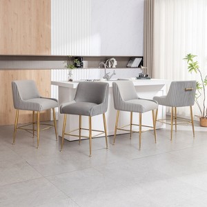 SEYNAR Modern Velvet 37'' H Metal Leg Counter or Bar Stools Set of 4 - 1 of 4