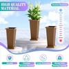 TOAOTBNBO Tall Planters Set of 2, Durable Planter with Vertical Stripes, Porch Plants with Drainage Holes and Bottom Tray - 4 of 4