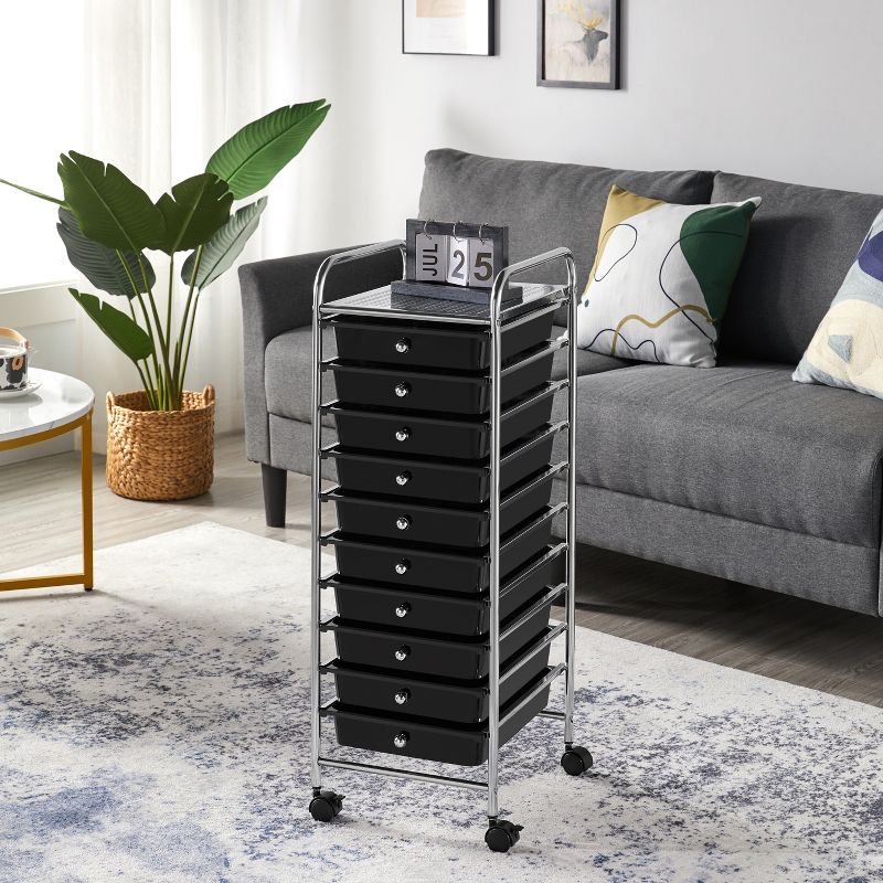 Yaheetech Drawers Rolling Storage Cart Metal Frame Plastic Drawers for Office/Home/Study, 2 of 8