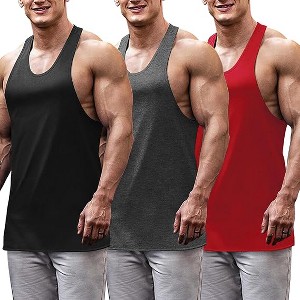 COOFANDY Men's 3 Pack Tank Tops Gym Workout Shirt Y-Back Sleeveless Muscle Fitness Bodybuilding Tank Shirts - 1 of 4
