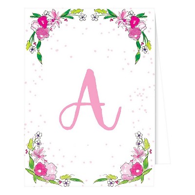 10ct RosanneBECK Collections White Note Cards - Floral Crest Monogram - A