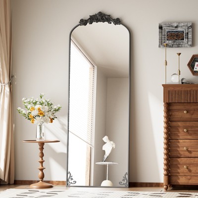 BEAUTYPEAK Arched Vintage Baroque Full-Length Mirrors 64"x21", Black