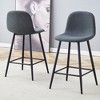 Vynxaria Dark Gray Linen Fabric Bar Chairs Set of 2 - 2 of 4
