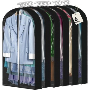 6 Pack 40"/60‘’ Clear Garment Bags, 4" Gusseted Covers for Coats, Jackets, Shirts & Sweaters - 1 of 4