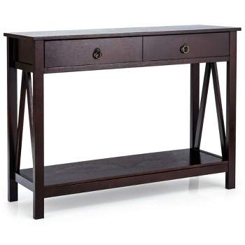 Costway Console Table Accent Sofa Side Table with Drawer Shelf Entryway Espresso