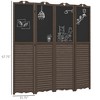 Aghana Digitals 4-Panel Walnut Brown Folding Privacy Screen with Chalkboard, Solid Wood Rustic Room - 3 of 4