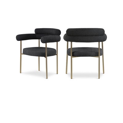 black boucle fabric/brushed brass