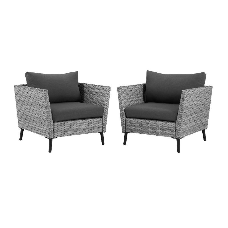 Richland 2pk Outdoor Wicker Armchairs - Charcoal - Crosley, 5 of 15