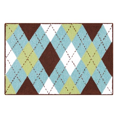 2'x3' Rectangle Hooked Argyle Accent Rug Blue - C&F Home