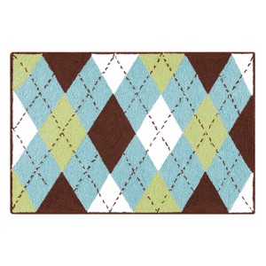 C&F Home 2'0" x 3'0" Argyle Aqua Hooked Indoor Rug - 1 of 2