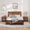 Wood Bed Frame,4 Under Bed Drawers with Smooth Wheels, Bed Frame with Wooden Headboard & Footboard,Noise-Free,No Box Spring Needed,Vintage - 4 of 4