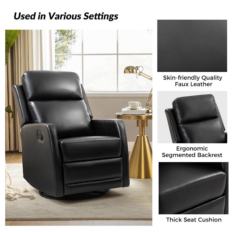 Ofelia Upholstery Wingback Swivel Recliner for Bedroom and Living Room |Artful Living Design, 5 of 9