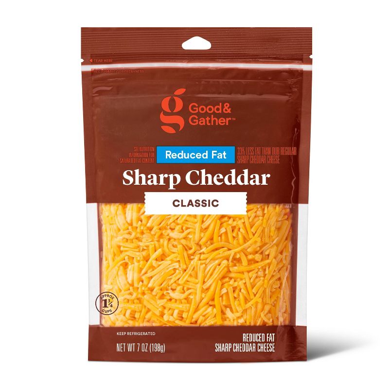 Shredded Reduced Fat Sharp Cheddar Cheese - 7oz - Good &#38; Gather&#8482;, 1 of 5