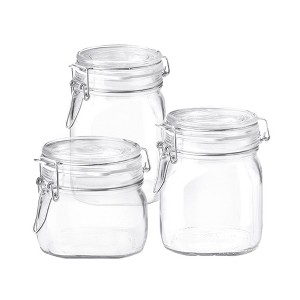 Bormioli Rocco Fido Glass Jars (17.5 Oz, 33.75 Oz & 25.25 Oz) - Airtight Storage Containers - Set of 3 - 1 of 4