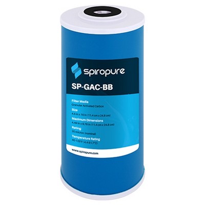 SpiroPure SP-GAC-BB 10 by 4.5 Inches Replacement 20 Micron Coconut Shell Granular Activated Carbon Water Cartridge Filters, 6 Pack