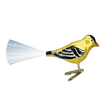 Old World Christmas Blown Glass Clip-On Ornament for Christmas Tree, Western Goldfinch