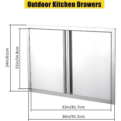 36" x 24" Silver Stainless Steel Double Door Outdoor Kitchen Cabinet
