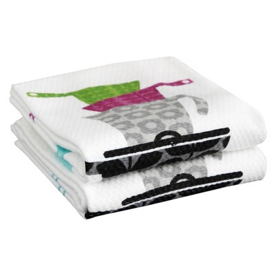 Dual-Purpose Cotton Kitchen Dish Towel Set with Pots and Pans Print
