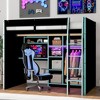 Polibi Full Size Gaming Loft Bed with RGB LED Lights, Desk, Open Wardrobe, Shelves & Storage Compartments - 3 of 4