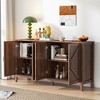 Cabinet with 4 Doors & 4 open shelve Modern Credenza, Freestanding Sideboard Storage Cabinet Entryway Floor Cabinet for Living Room Bedroom - 3 of 4