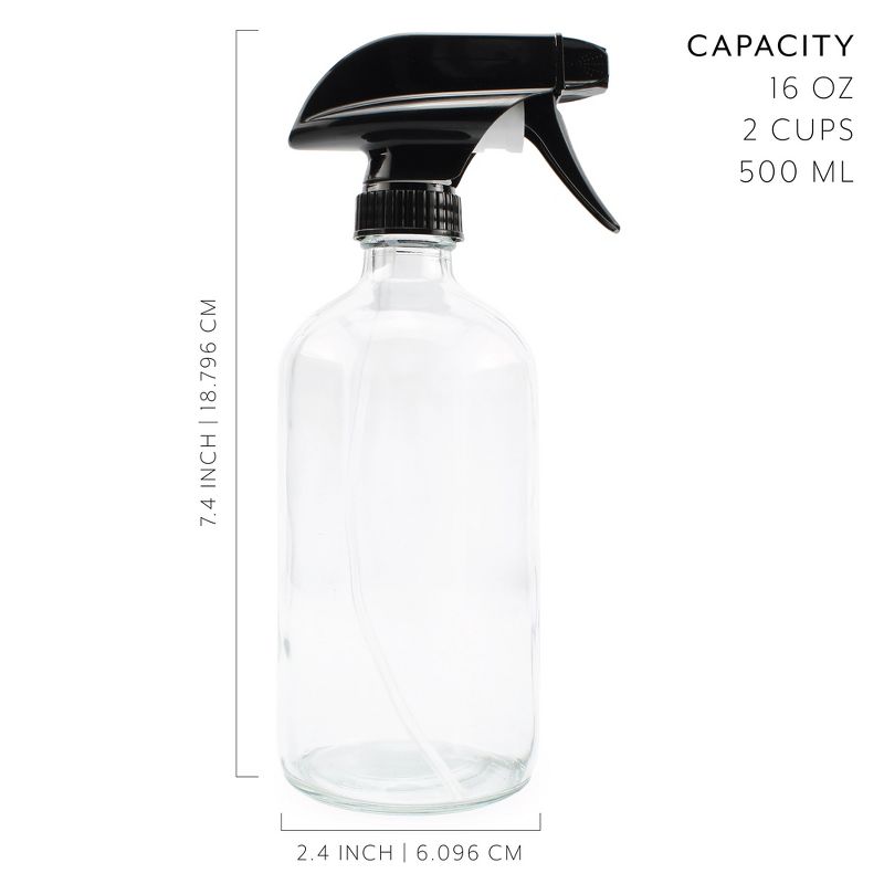 Cornucopia Brands 16oz Clear Glass Spray Bottles; 3-Setting Sprayer Tops and Chalk Labels, 3 of 7
