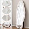 SEVOBAL Full Length Mirror 63" x 24" Flannel Wrapped Wooden Frame Irregular Wavy Design for Bedroom Living Room, White, 63"*24"*3.34" - 3 of 4