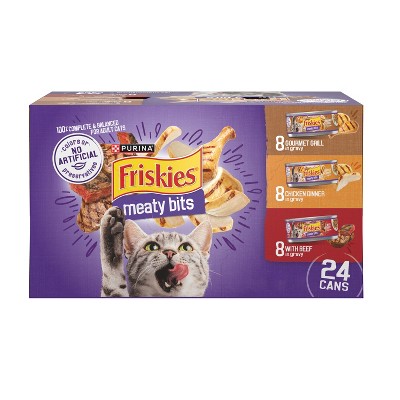 Purina Friskies Meaty Bits Gourmet Grill Chicken Beef Wet Cat Food 5.5oz 24ct Variety Pack Target