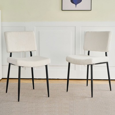 NicBex Modern Fabric Upholstered Armless Set of 2 Dining Chairs with Metal Legs,Minimalist Office Chairs,Living Room Side Chairs