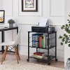 Mr IRONSTONE Microwave Cart 23.7'' for Small Space, 3-Tier Microwave Stand Coffee Cart Rolling Kitchen Utility cart on Wheels, Black - 3 of 4