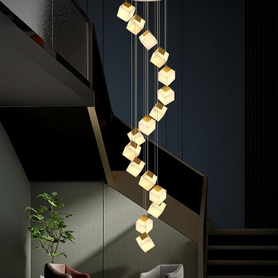 CityFurn 16/20-Light Cluster Chandelier Gold Ceiling Pendant with Alabaster Shades