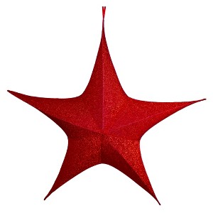 Northlight Foldable Tinsel Star Outdoor Christmas Decoration - 51" - Red - 1 of 4