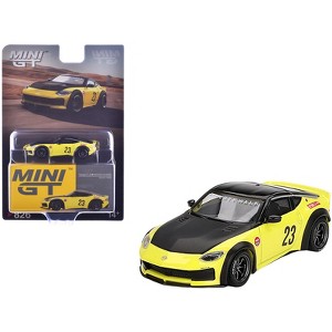 Nissan Z "LB-Nation Works" #23 Ikazuchi Yellow with Black Hood and Top Limited Edition 1/64 Diecast Model Car by Mini GT - 1 of 4