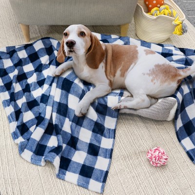 Twin Navy and White Checkered Fleece Throw Blanket