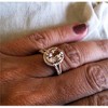 Pompeii3 3ct Morganite & Diamond Engagement Ring 14K Rose Gold Halo Split Shank - 3 of 4