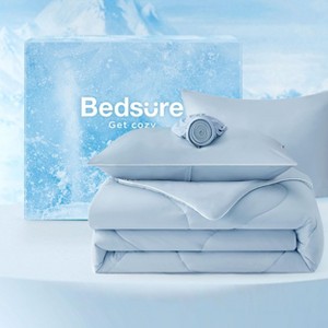 Bedsure Cooling Comforters Queen Size, Blue Cooling Blanket for Hot Sleepers, 4 Pieces Double-Sided Cool Tech Queen Bedding Set with Breathable Lightw - 1 of 4