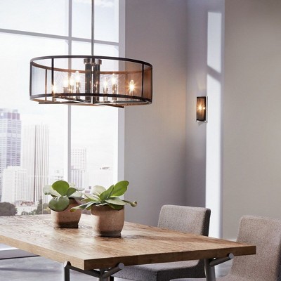 Titus Polished Nickel 8-Light Chandelier with Black Mesh Shade