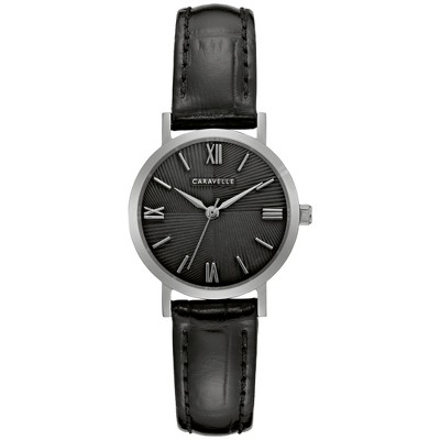Caravelle designed by Bulova Ladies' Dress 3 Hand Quartz Leather Strap Watch, Stainless Steel, 28mm