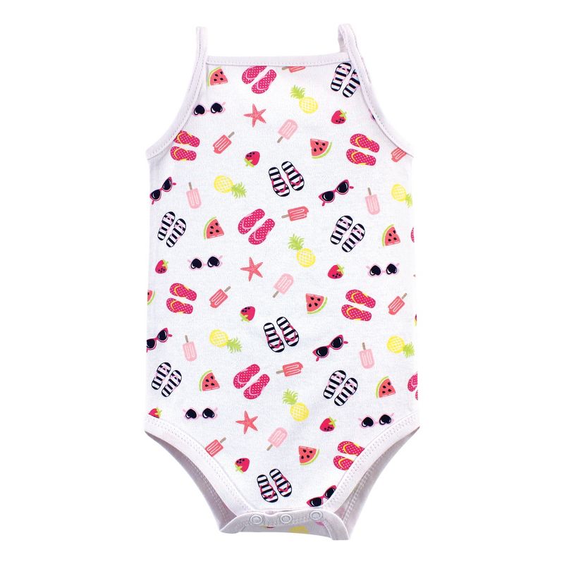 Hudson Baby Infant Girl Cotton Sleeveless Bodysuits 5pk, Hello Sunshine, 4 of 8