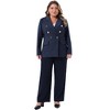 Agnes Orinda Women's Plus Size Office Work Notch Lapel Double Breasted Long Sleeve Blazer - 3 of 4